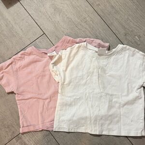 Zara Kids Short Sleeve Tees in Pink and White
